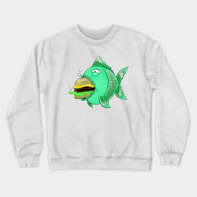 Fish Burger Crewneck Sweatshirt by Schink